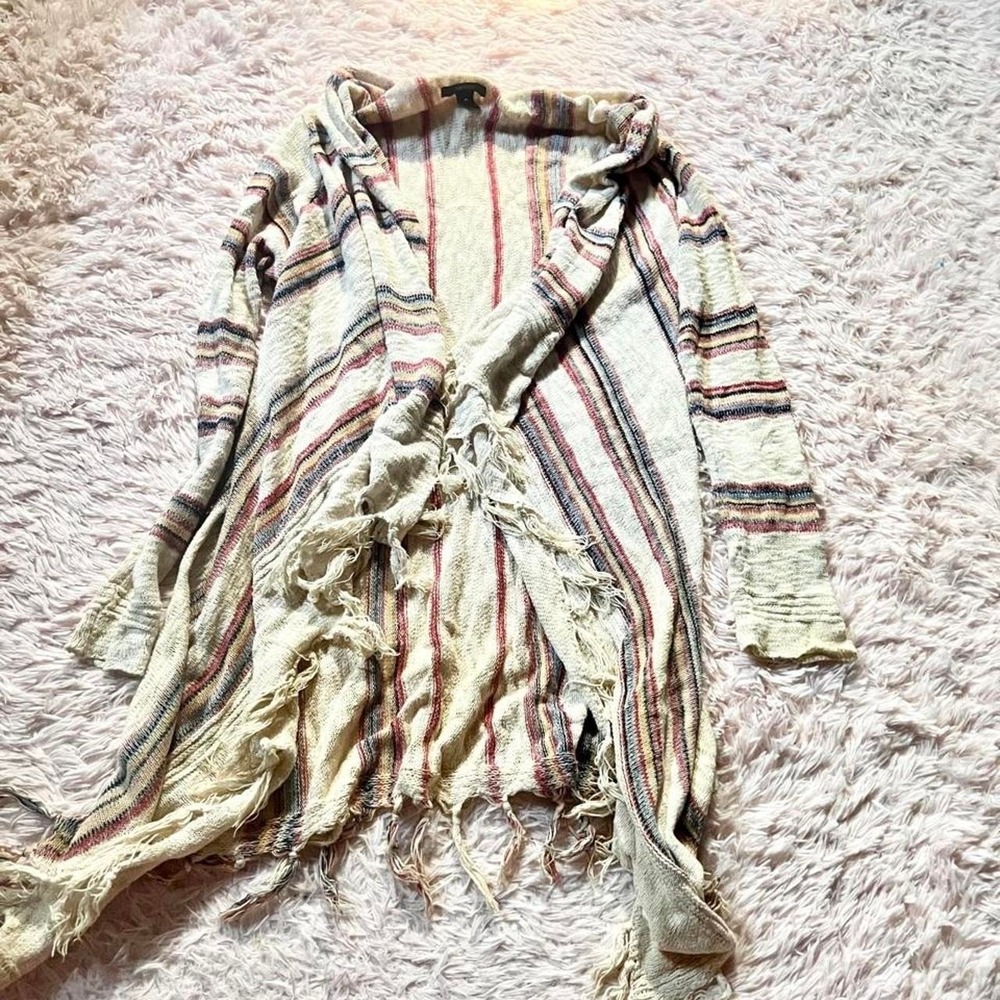 Boho Western Indie Fringe Asymetrical Cardigan Womens M Hippie Rustic Lagenlook